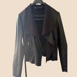 Bagatelle Collection Faux Leather Draped Jacket, Size Medium